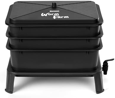 Blütezeit 3-Tray Worm Composter, 32QT Worm Farm with Compost Worms Starter Kit for Indoor & Outdoor Vermicomposting, Worm Bin for Recycling Food Waste (Black) - Image 2