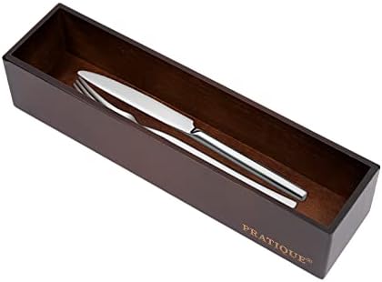 PRATIQUE Bamboo Drawer Organizer - Kitchen Utensil Organizer Silverware Tray Cutlery Holder，Office Desk Supplies and Accessories,12 * 3 * 2.6inch,Nut-brown by PRATIQUE