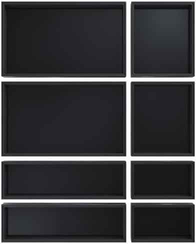 Bamboo Drawer Organizer, 8-Piece Set, Black by Greatseas