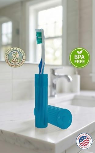 American Comb Toothbrush Holder - Blue, Made in USA, with Ventilation Holes, for Toothbrush Covers, Toothbrush Holder, Toothbrush Soft, Durable Design, Hygienic Bathroom Accessory - Image 4