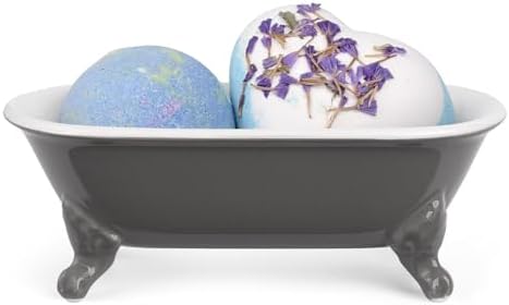 Ceramic Mini Clawfoot Bathtub Soap Dish,Bar Soap Holder,Stone Gray - Image 2