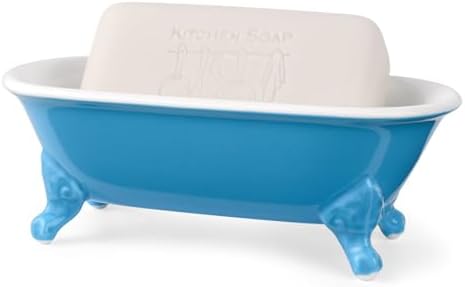 6.5" Mini Clawfoot Bathtub Soap Dish,Bar Soap Holder,Pacific Blue - Image 4