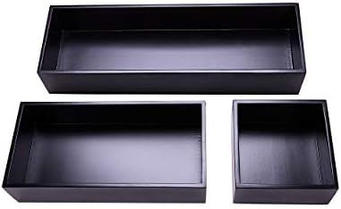 Bamboo Drawer Organizer Box for Office Home Black Orgnizer Boxes Office Organizer Boxes, Black 12"*4" - Image 5
