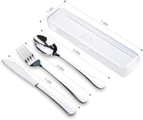 Travel Utensils With Case, Stainless Steel Reusable Portable Utensils Set With Case, Lengnoyp Travel Silverware Set - Image 4