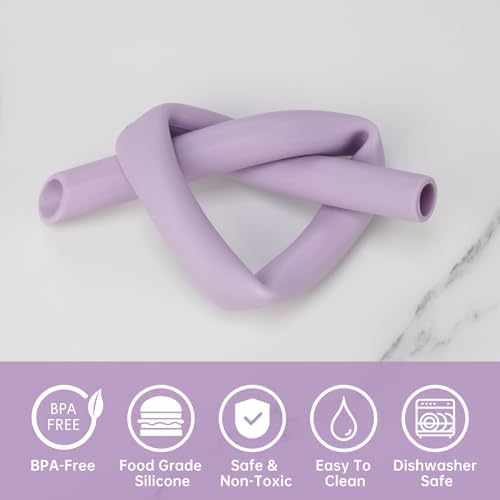 NiHome 6-Pack Wide Reusable Bent Silicone Straws for Smoothies, Milkshake - Image 4