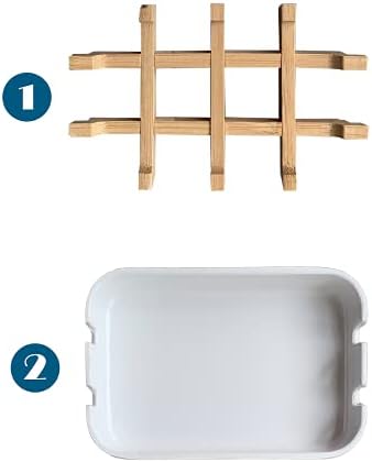 Aoheuo Modern Bamboo Fiber soap Holder and soap Dish Combination (Removable), White, 5.12 Long by 3 Wide, 0.98 inches high, Used in Kitchens, bathrooms, and bar Sinks - Image 5