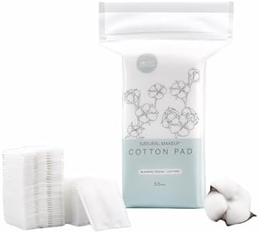 50-Pack 100% Pure Cotton Makeup Remover Pads | Soft, Hypoallergenic & Lint-Free Facial Rectangle for Sensitive Skin | Reusable, Double-Sided with Reinforced Edges | Makeup Skincare(50 Count) by FANBODTA