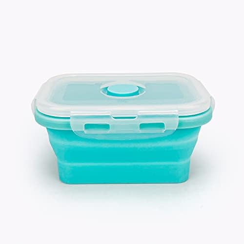 CCyanzi 3piece Collapsible Food Storage Containers with Lids, Silicone Lunch Container, Microwave & Freezer Safe, Space Saving for Kitchen Cabinet and Camping Backpack,(blue) - Image 4