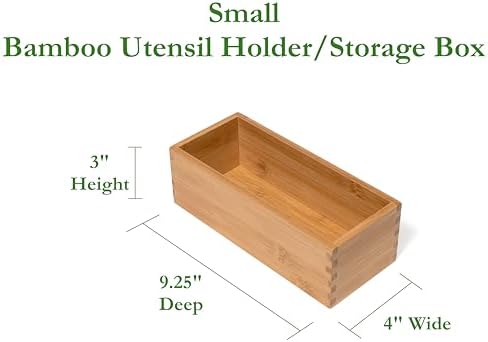 Lipper International Bamboo Wood Utensil Holder Storage Box for Cooking Tools, Makeup, or Office Supplies, 4" x 9 1/4" x 3" | (Pack of 6) - Image 2