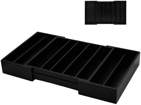 MinBoo Bamboo Drawer Organizer - Expandable K Cup & Pods Holder, Coffee Pod Storage, Tea Organizer, Versatile Kitchen Accessory Organization and Storage，Black by MinBoo