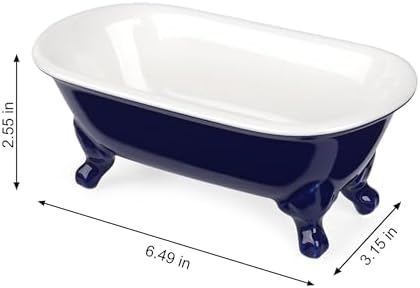 6.5" Mini Clawfoot Bathtub Soap Dish,Bar Soap Holder,Navy Blue - Image 6