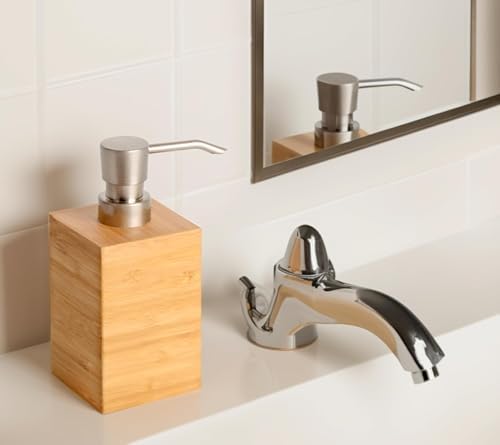 Clasin Home Bamboo Soap Dispenser with Anti-Slip Pads and Stylish Horizontal Wood Grain, Hand Dispenser for Bathroom, Kitchen, Dish, Lotion, Shampoo, Liquid Soap (7 Oz) - Image 5