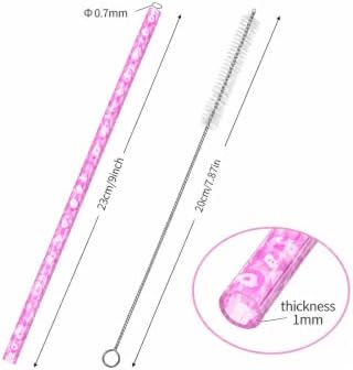 10 Pcs Reusable Leopard Straws Drinking Straw with Cleaning Brush - Image 3