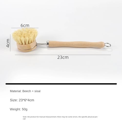 Long Handle Replaceable Head Pot Brush, Bamboo and Wood dishwashing Brush Set (2 Packs) - sisal/Mixed Brown Cleaning Brush, Suitable for Non Stick pots, Plates, Cups, etc - Image 6