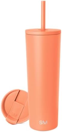 Simple Modern Insulated Tumbler with Lid and Straw | Iced Coffee Cup Reusable Stainless Steel Water Bottle Travel Mug | Gifts for Women Men Her Him | Classic Collection | 28oz | Clementine by Unknown