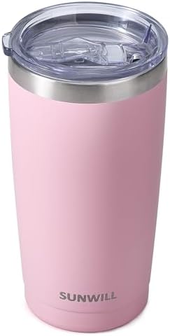 SUNWILL Travel Coffee Tumbler 20 oz, Insulated Mug with Lid, Stainless Steel Cup for Hot and Cold Drinks, Powder Coated Sakura by SUNWILL