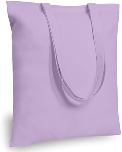 TOPDesign 24-Pack Economical 16"x15" Lavender Cotton Tote Bags, Lightweight Medium Reusable Grocery Shopping Cloth Bags, Suitable for DIY, Advertising, Promotion, Gift, Activity by TOPDesign