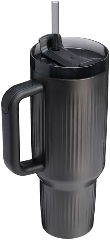 STANLEY Quencher H2.0 Tumbler with Handle and Straw 40 oz | Flowstate 3-Position Lid | Cup Holder Compatible for Travel | Insulated Stainless Steel Cup | BPA-Free | Fluted Black - Image 3
