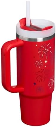 STANLEY Quencher H2.0 Flow State Tumbler, 30 oz, Chili Red Fireworks - Image 3