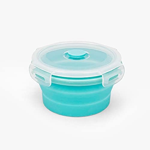CCyanzi 3piece Round Collapsible Bowl with Lids, Silicone Food Storage Containers, Microwave & Freezer Safe, Space Saving for Kitchen Cabinet and Camping Backpack,(Blue) - Image 4