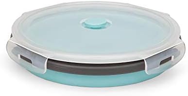 CARTINTS 1200ml Large Collapsible Meal Prep Containers, Reusable Silicone Food Storage Containers, Stackable Fridge Storage Containers, With Leakproof Lids, Microwave and Freezer Safe, Blue - Image 3