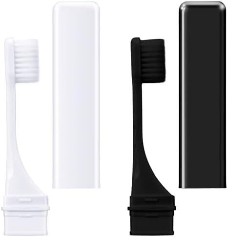 Patelai 2 Pcs Travel Toothbrush Mini Foldable with Case,Black White by Patelai