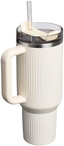STANLEY Quencher H2.0 Tumbler with Handle and Straw 40 oz | Flowstate 3-Position Lid | Cup Holder Compatible for Travel | Insulated Stainless Steel Cup | BPA-Free | Fluted Cream Gloss - Image 3
