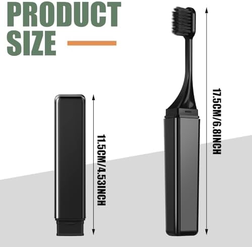 Patelai 2 Pcs Travel Toothbrush Mini Foldable with Case,Black White - Image 2