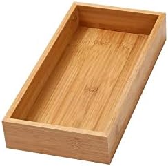 YBM Home Bamboo Drawer Organizer Storage Box for Kitchen Drawer, Junk Drawer, Office, Bedroom, Children Room, Craft, Sewing, and Bathroom, 6x12x2 inch by YBMHome