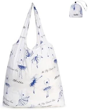 Stelle Lightweight Reusable Grocery Bag with Handles Ripstop Nylon Foldable Tote Shopping Bags for Travel and Groceries by StelleAthletica