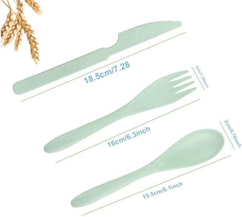 Wheat Straw Portable Cutlery Set Reusable Knife Fork Spoon Tableware - Image 2