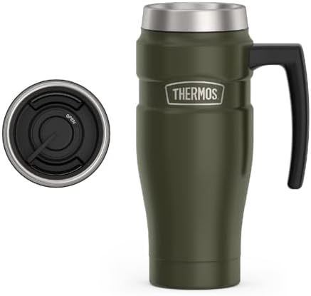 THERMOS Stainless King Travel Mug with Handle, 16oz, Army Green by Thermos