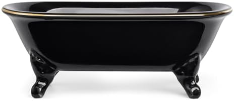 Mini Clawfoot Bathtub Soap Dish,Bar Soap Holder,Black Gold Rim - Image 6