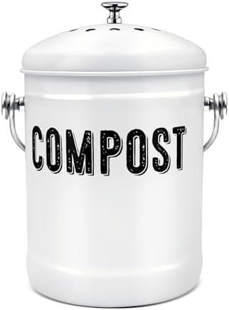 ENLOY Kitchen Countertop Compost Bin, 1.3 Gallon, Stainless Steel, White by ENLOY
