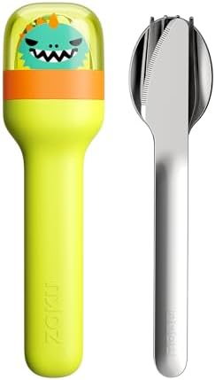 Kids Pocket Utensil Set, Kids Silverware Set Fork, Knife, and Spoon, Dino by ZOKU