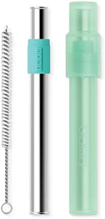 Zoku Jumbo Reusable Metal Straw with Case, Collapsible Travel Straw - Teal by ZOKU