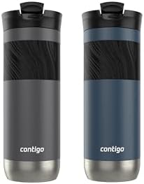 Contigo Byron 2.0 Stainless Steel Travel Mug with SNAPSEAL Lid and Grip, 20 oz, 2-Pack, Sake; Blueberry - Image 3