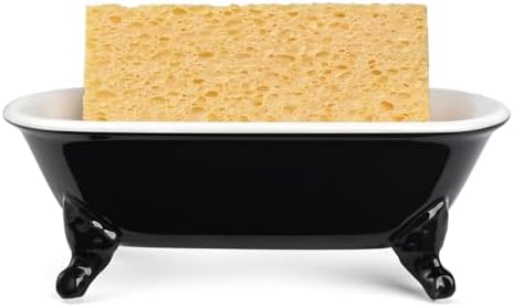 6.5" Ceramic Mini Clawfoot Bathtub Soap Dish,Bar Soap Holder,Black - Image 2