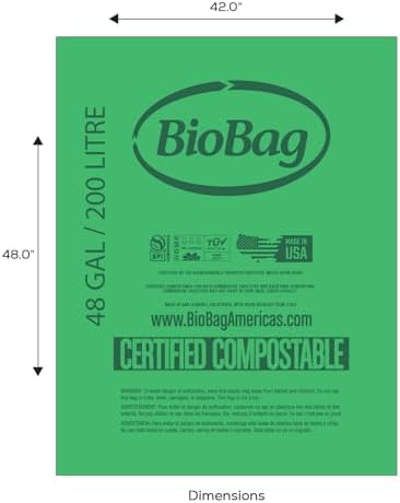 BioBag (USA) The Original Compostable Bag, 48 Gallon, 80 Count, 100% Certified Compostable Trash Bag Liners for Food Waste, Extra Strong and Durable, Trash Bag - Image 2