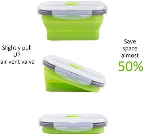 Collapsible Food Storage Containers with Airtight Lid, 11.8 oz, Small Kitchen Stacking Silicone Collapsible Meal Prep Container Set for Leftover, Microwave Freezer Dishwasher Safe, 4 Colors, Set of 4 - Image 5