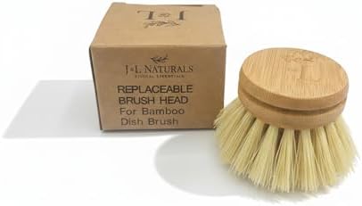 J&L Naturals Bamboo Dish Brush, Long Handle, with 1 Refill Head, 100% Bamboo and Natural Sisal Fibers, for Kitchen Cleaning, Eco-Friendly, Zero-Waste - Image 4