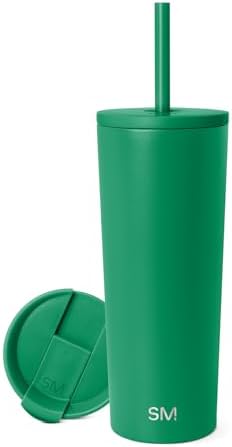 Simple Modern Insulated Tumbler with Lid and Straw | Iced Coffee Cup Reusable Stainless Steel Water Bottle Travel Mug | Gifts for Women Men Her Him | Classic Collection | 24oz | Kelly Green by Unknown