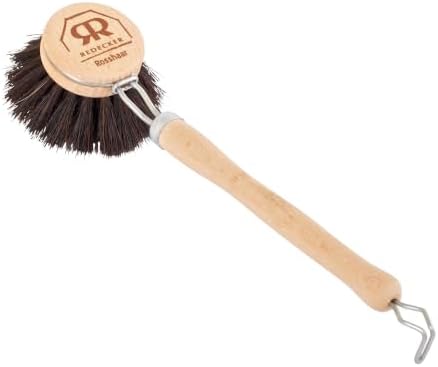 Redecker Dish Brush, Horsehair Bristles, 1-1/2 Inch Round, Single – Wooden Dish Brush for Glassware & Delicate Cleaning, Made in Germany by Redecker