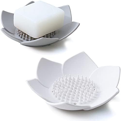 2 Pack Silicone Soap Tray Dishes Soap Holder Saver Draining Bathroom Shower Sink Bathtub by leuapl