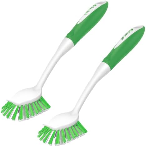 SetSail Dish Brush with Handle, 2 Pack Stiff Bristles Dish Scrubber, Green by SetSail
