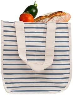 Best Canvas Grocery Shopping Bags - Cloth Grocery Tote Bags - Reusable Cotton Grocery Tote Bags with Bottle Sleeves by OrganicCottonMart