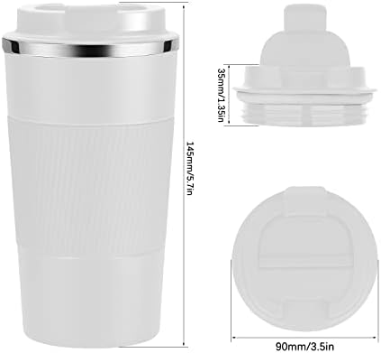 YINJOYI 12oz Travel Coffee Cups Insulated Tumbler Thermal Mug to Go with Lid Leak Proof Reusable Stainless Steel Coffee Mug Spill Proof for Hot and Iced Cold Drinks (White, 380ml) - Image 3