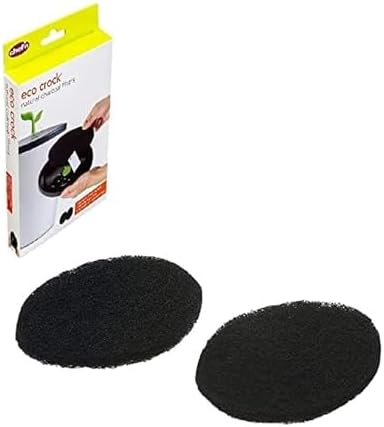 Chef'n EcoCrock Natural Charcoal Filter Refill Pack (2-Pack), Black, Dimensions - oval, approx. 6-1/2 x 5 inches, 3/8 inch thick by Chefn