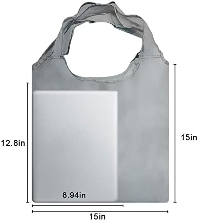 Aricsen 15x4.5x15 Inch Grey Reusable Shopping Bags with Handles, 20 Pack - Image 5