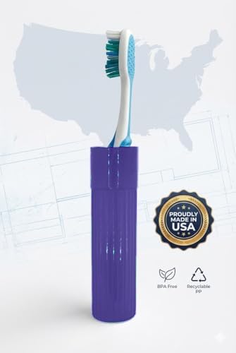 American Comb Toothbrush Holder - Purple, Made in USA, with Ventilation Holes, for Toothbrush Covers, Toothbrush Holder, Toothbrush Soft, Durable Design, Hygienic Bathroom Accessory - Image 6